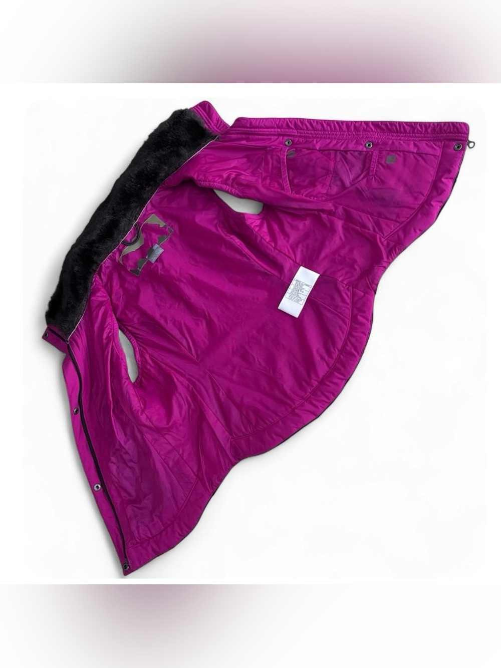 NIKE Quilted Athletic Jacket Vest SIZE S (4-6) WOMENS Full Zip Faux Fur Nylon - Picture 5 of 12